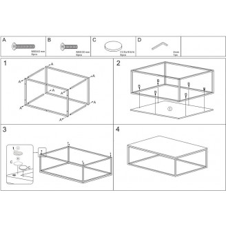 Stolik Kawowy Rossi 110x60cm Czarny Efekt Marmuru Czarny Signal