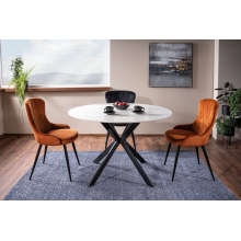 Stół okrągły ceramiczny Talia 120cm biały marmur/czarny mat Signal