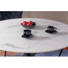 Stół okrągły ceramiczny Talia 120cm biały marmur/czarny mat Signal