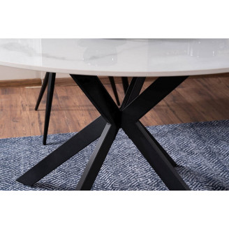 Stół okrągły ceramiczny Talia 120cm biały marmur/czarny mat Signal