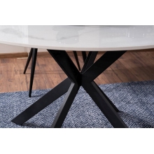 Stół okrągły ceramiczny Talia 120cm biały marmur/czarny mat Signal