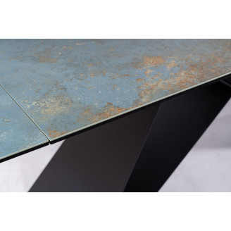 Stół rozkładany nowoczesny Westin Ceramic 160x90cm turkusowy ossido verde/czarny mat Signal