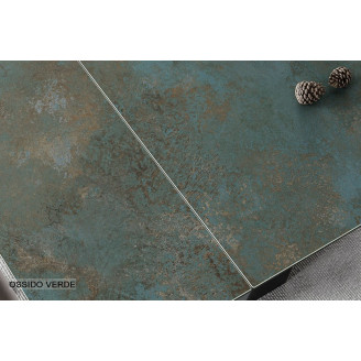 Stół rozkładany nowoczesny Westin Ceramic 160x90cm turkusowy ossido verde/czarny mat Signal