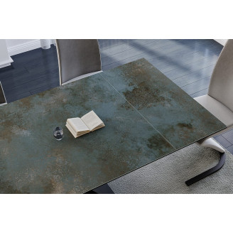 Stół rozkładany nowoczesny Westin Ceramic 160x90cm turkusowy ossido verde/czarny mat Signal
