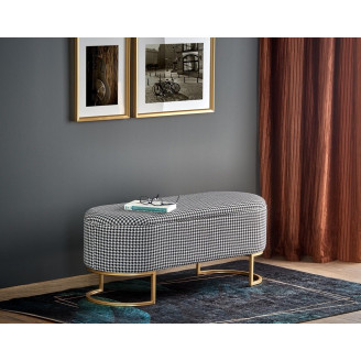 Ławka glamour z pojemnikiem Harmony 105cm czarny/biały/złoty Halmar