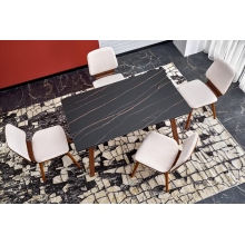 Krzesło drewniane tapicerowane K511 kremowy/orzechowy Halmar