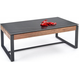 Stolik kawowy Ramond 121x61cm czarny marmur/orzech Halmar