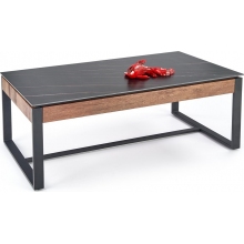 Stolik kawowy Ramond 121x61cm czarny marmur/orzech Halmar