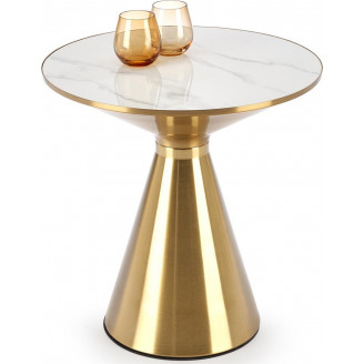 Stolik boczny glamour Tribeca 50cm biały marmur/złoty Halmar