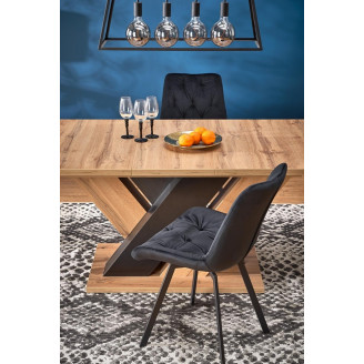 Stół rozkładany na jednej nodze Brandon 160x90 cm dąb wotan/czarny Halmar