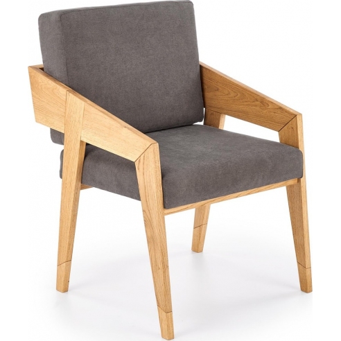 Fotel drewniany tapicerowany Freedom dąb naturalny/popiel Halmar