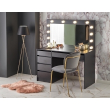 Toaletka z szufladami i lustrem Hollywood XL 120x55cm czarna Halmar