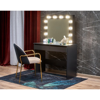 Toaletka z szufladami i lustrem Hollywood 94x43cm czarna Halmar