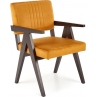 Krzesło drewniane vintage Memory Velvet musztardowy/heban Halmar