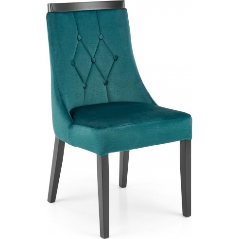 Krzesło welurowe na drewnianych nogach Royal zielony/czarny Halmar