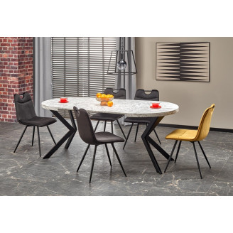 Stół okrągły rozkładany loft Peroni 100cm biały marmur/czarny Halmar