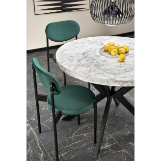 Stół okrągły rozkładany loft Peroni 100cm biały marmur/czarny Halmar