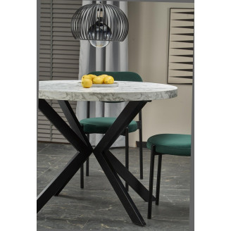 Stół okrągły rozkładany loft Peroni 100cm biały marmur/czarny Halmar