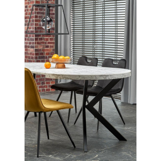Stół okrągły rozkładany loft Peroni 100cm biały marmur/czarny Halmar