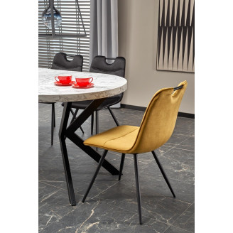 Stół okrągły rozkładany loft Peroni 100cm biały marmur/czarny Halmar