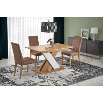 Stół rozkładany na jednej nodze Xarelto 130x85cm dąb lancelot/biały Halmar