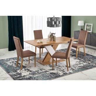 Stół rozkładany na jednej nodze Xarelto 130x85cm dąb lancelot/biały Halmar