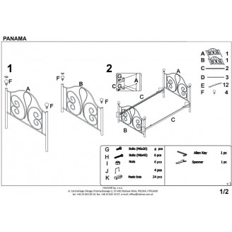 Łóżko metalowe 140x200 Halmar Panama - Białe, Tanie