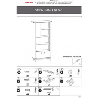 Regał stojący Smart Halmar | 196cm | Dąb naturalny/czarny