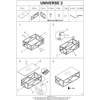 Stolik Universe Halmar: Nowoczesny design, popielaty marmur - Kup teraz!