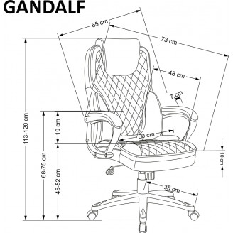 Fotel Gabinetowy Gandalf Halmar | Czarny/Popielaty | Regulacja