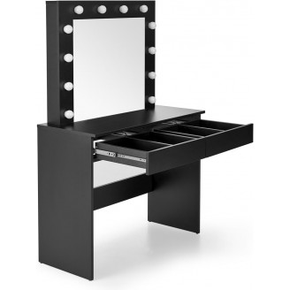 Toaletka z szufladami i lustrem LED Halmar | Czarna 94x43cm