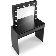 Toaletka z szufladami i lustrem LED Halmar | Czarna 94x43cm