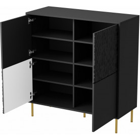 Komoda nowoczesna na nóżkach Bullet 80x41cm czarny/złoty Halmar 2