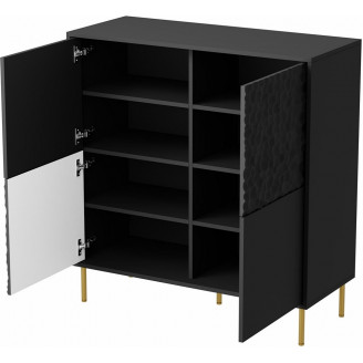Komoda nowoczesna czarno-złota Halmar Bullet | 80x41cm
