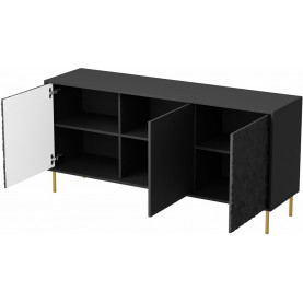 Komoda nowoczesna na nóżkach Bullet 155x41cm czarny/złoty Halmar 2