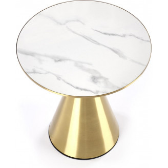 Stolik Tribeca Halmar | Biały marmur, złoty | 50cm