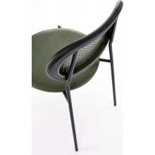 Krzesło boho z rattanowym oparciem K524 zielony/czarny Halmar