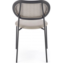 Krzesło boho z rattanowym oparciem K524 szary/czarny Halmar