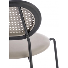 Krzesło boho z rattanowym oparciem K524 szary/czarny Halmar