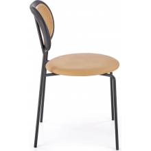 Krzesło boho z rattanowym oparciem K524 jasny brąz/czarny Halmar