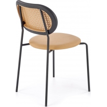Krzesło boho z rattanowym oparciem K524 jasny brąz/czarny Halmar