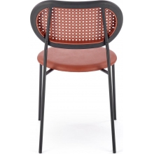Krzesło boho z rattanowym oparciem K524 bordowy/czarny Halmar
