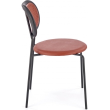 Krzesło boho z rattanowym oparciem K524 bordowy/czarny Halmar