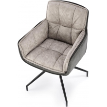 Krzesło fotelowe z ekoskóry K523 popielaty/czarny Halmar