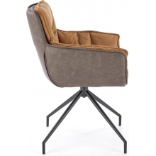 Krzesło fotelowe z ekoskóry K523 brązowy/ciemny brąz Halmar