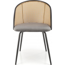 Krzesło rattanowe z welurowym siedziskiem K508 rattan/szary/czarny Halmar