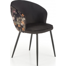 Krzesło welurowe K506 czarny/kwiatowy wzór Halmar