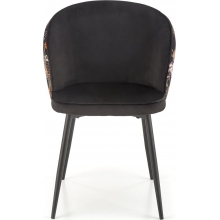 Krzesło welurowe K506 czarny/kwiatowy wzór Halmar