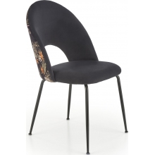 Krzesło welurowe muszelka K505 czarny/kwiatowy wzór Halmar