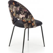 Krzesło welurowe muszelka K505 czarny/kwiatowy wzór Halmar